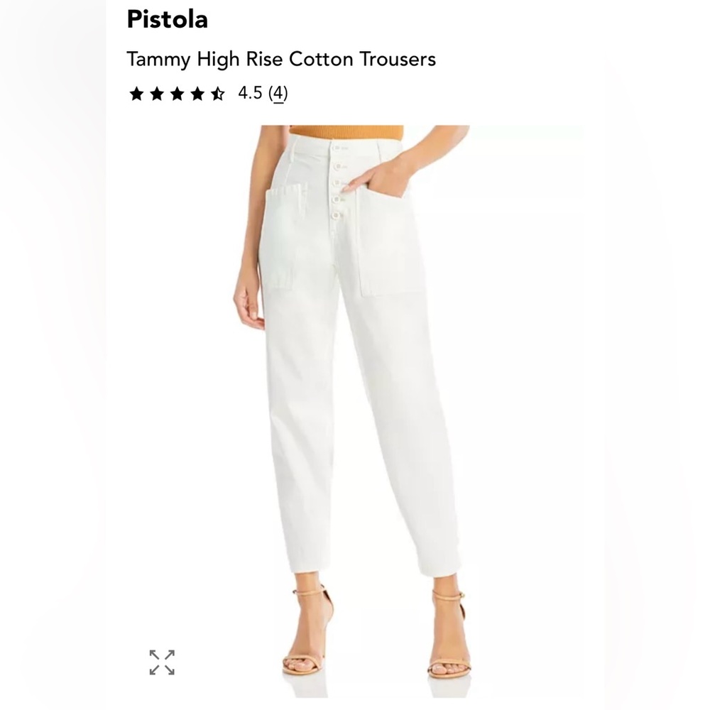 Pistola Women’s Size 25 White Tammy High Rise‎ Cotton Trousers